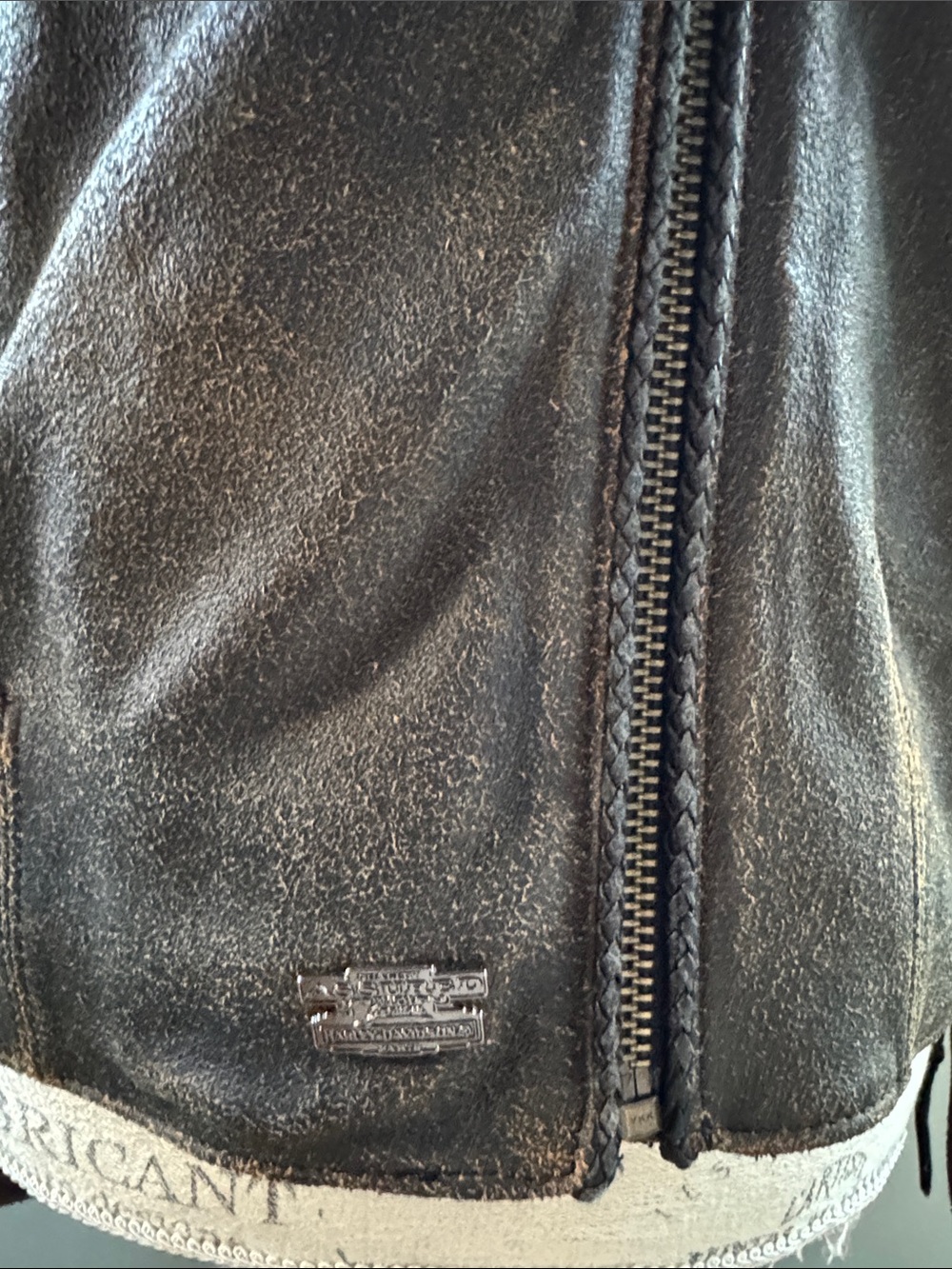 Harley Davidson fringed distressed leather side zip riding jacket EUC small - Picture 8 of 15